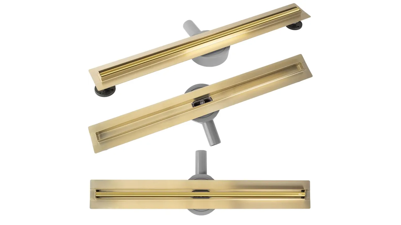 97fc22bf501dbc76201d94e0734c22d7.webp Golvbrunn Linjeavlopp NEOX SLIM PRO Gold 100 - Bild 1