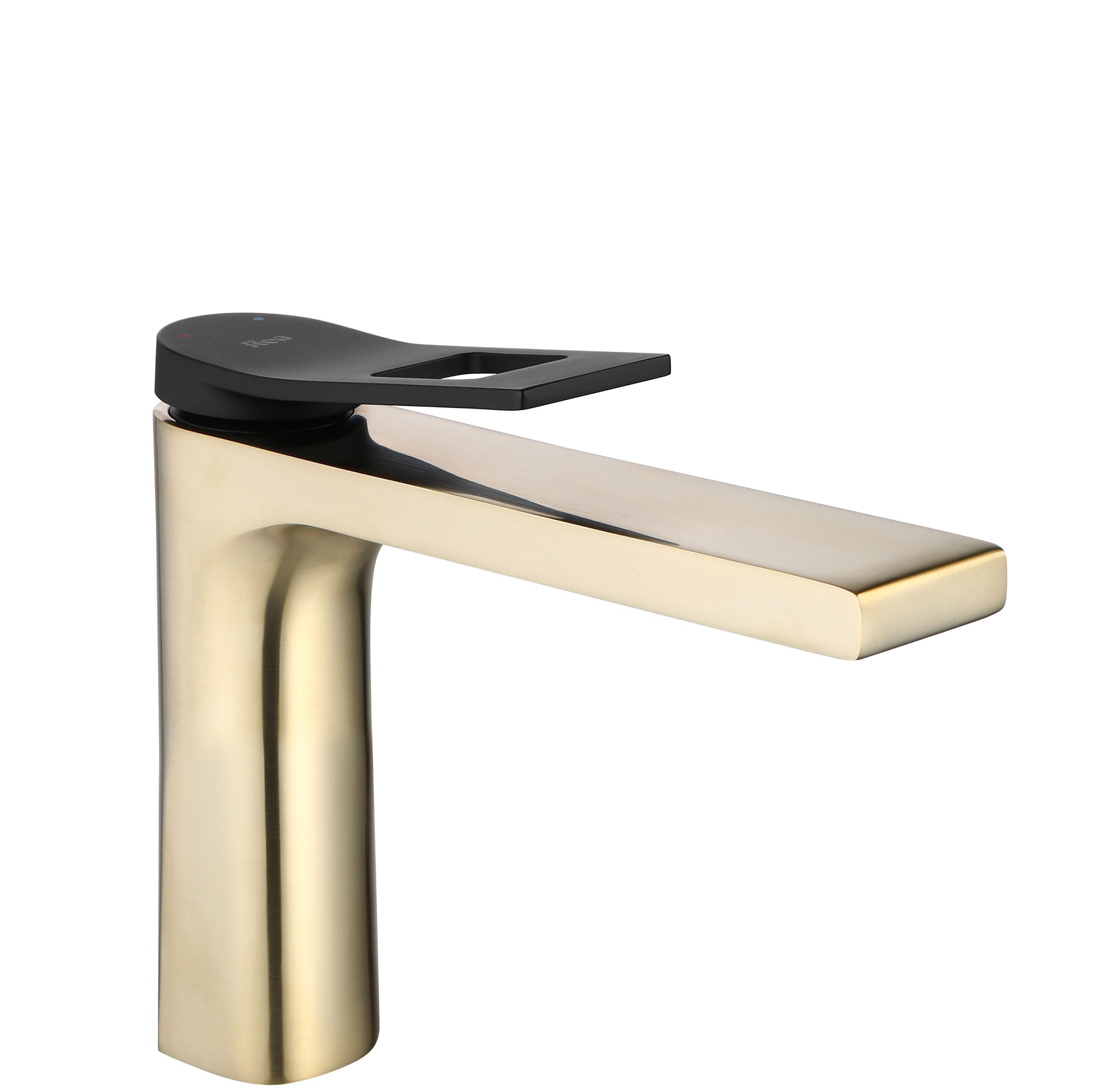 127c346bcd209d7e90a9a71edc53aa6c.jpg Blandare till tvättställ SOUL Svart / Borstat Guld Låg - Bild 1