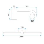 Badrum vägg LED-lampa APP1888-1W 60cm SVART - Bild 6