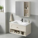 Badrumsmöbelset med handfat River 60 cm Beige - Bild 3