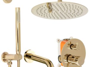 Inbyggd badkar- och duschblandare Lungo guld + BOX
