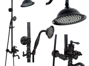 Duschset med duschblandare och pip Rea Vintage Svart