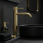 Hög tvättställsblandare Lungo Stripe Borstad Guld - Bild 6