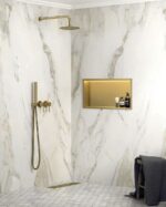 BADRUMSNISCH MED LED-HYLLA 30x60 BORSTAD GULD - Bild 5