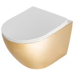 Vägghängd WC-skål Carlo Mini Rimless Flat Guld Vit - Bild 2