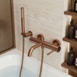 Badkarsblandare Lungo Diamond Borstad koppar - Bild 4