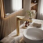 Tvättställsblandare PREMIUM Vision Borstat Guld Hög - Bild 9