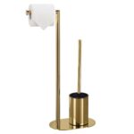 Toalettpappershållare med toalettborste 332871 Guld - Bild 3