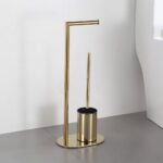 Toalettpappershållare med toalettborste 332871 Guld - Bild 4