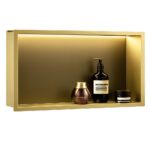 BADRUMSNISCH MED LED-HYLLA 30x60 BORSTAD GULD - Bild 4