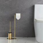 Toalettpappershållare med toalettborste 332871 Guld - Bild 2
