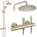 Duschset utan pip med termostat Lungo Gold Brush