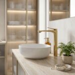 Tvättställsblandare PREMIUM Vision Borstat Guld Hög - Bild 3