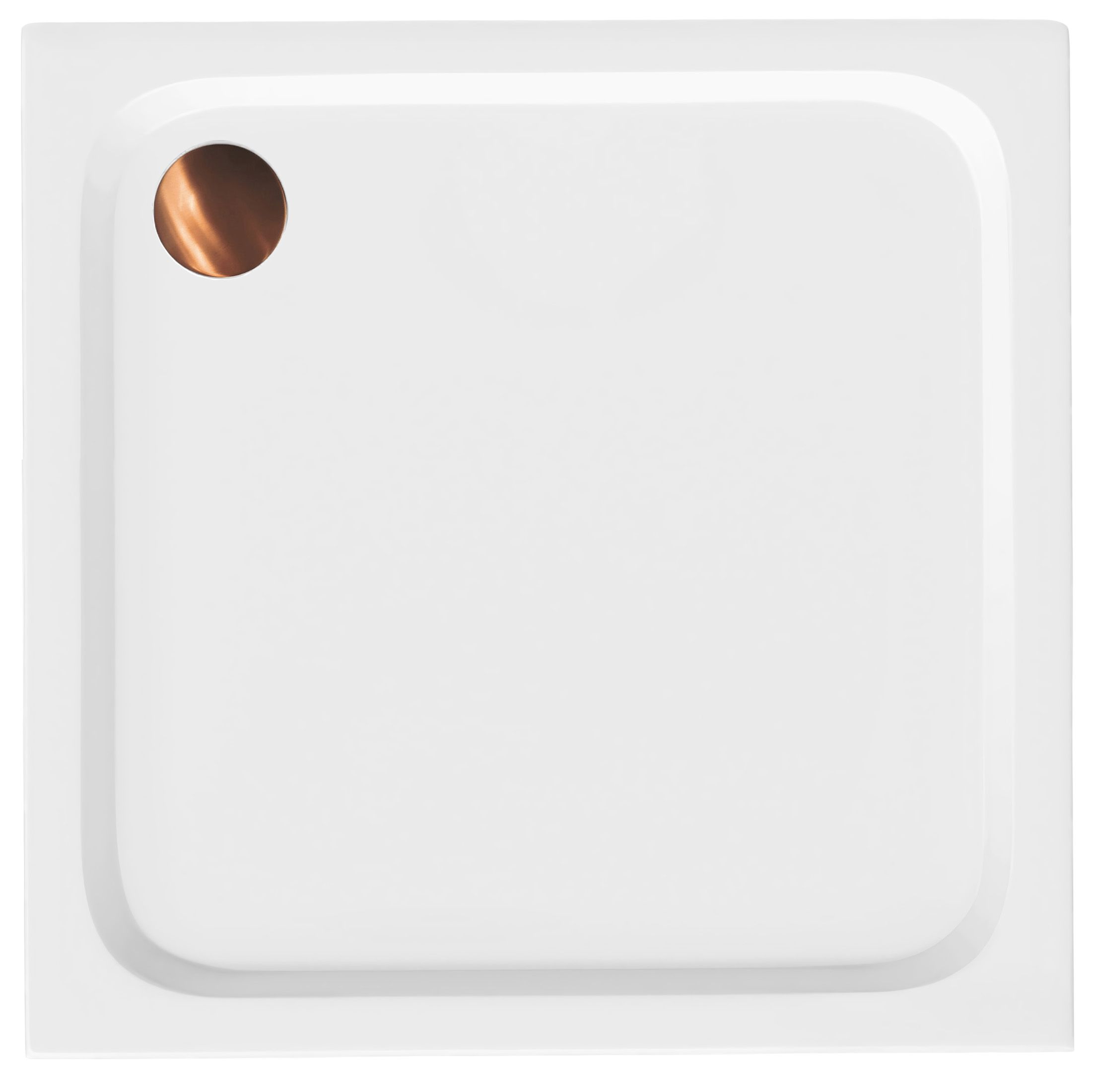 860bed6b56c5afbbeb6fa1ed292b6676.jpg Akrylbricka för dusch Belmond vit 80x80 Borstad koppar - Bild 1