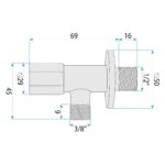 Vinkelventil 02 1/2" x 3/8" Krom - Bild 8