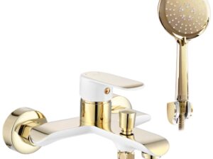Badkarsblandare BLOOM vit guld