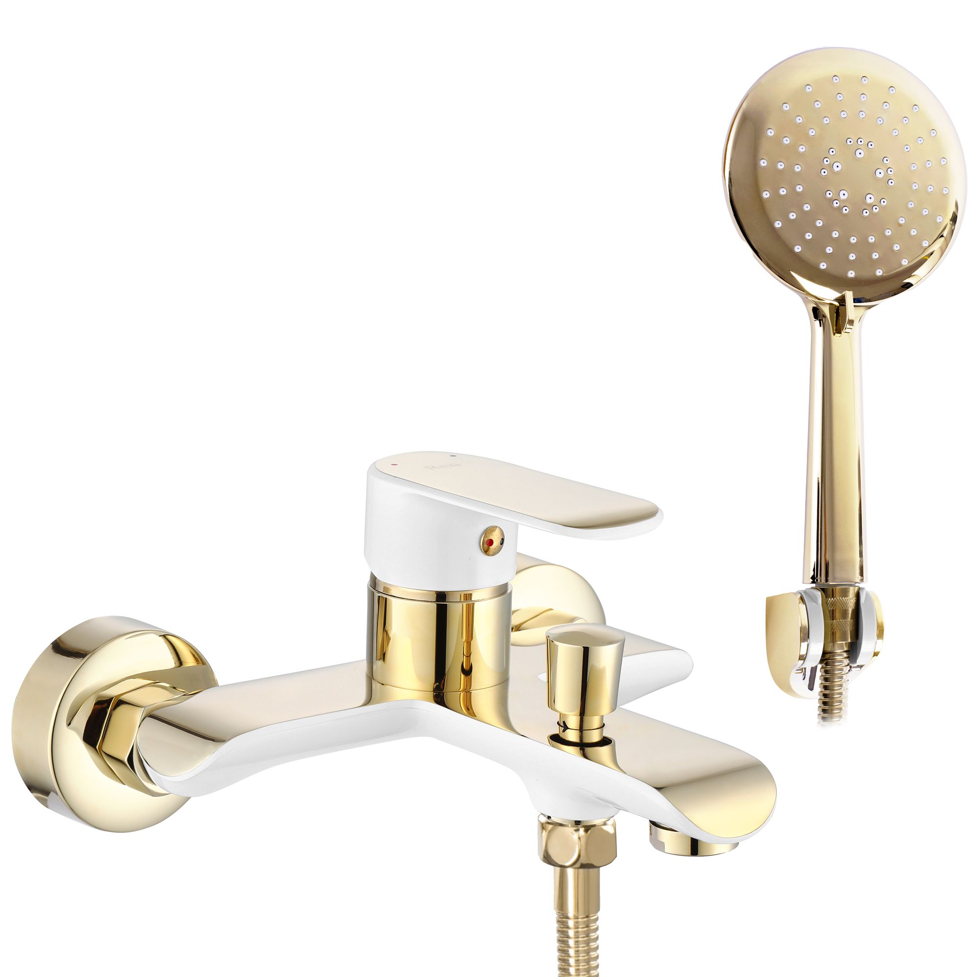 9c4740e82505afe36ee3de8488af255e.jpg Badkarsblandare BLOOM vit guld - Bild 1