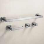 Badrumstillbehör set Rio Borstad nickel 4 delar