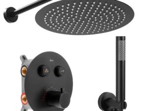Inbyggt duschset med termostat LUNGO Svart + BOX