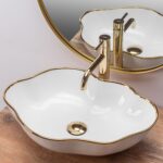 Ovanpåliggande tvättställ Pearl Guld kant - Bild 8