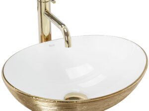 Ovanpåliggande tvättställ Sofia Vit Borstad Guld