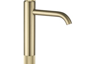 Hög tvättställsblandare Lungo Stripe Borstad Guld