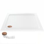 Akrylatbalja för dusch Belmond vit 90x90 Borstad koppar - Bild 4