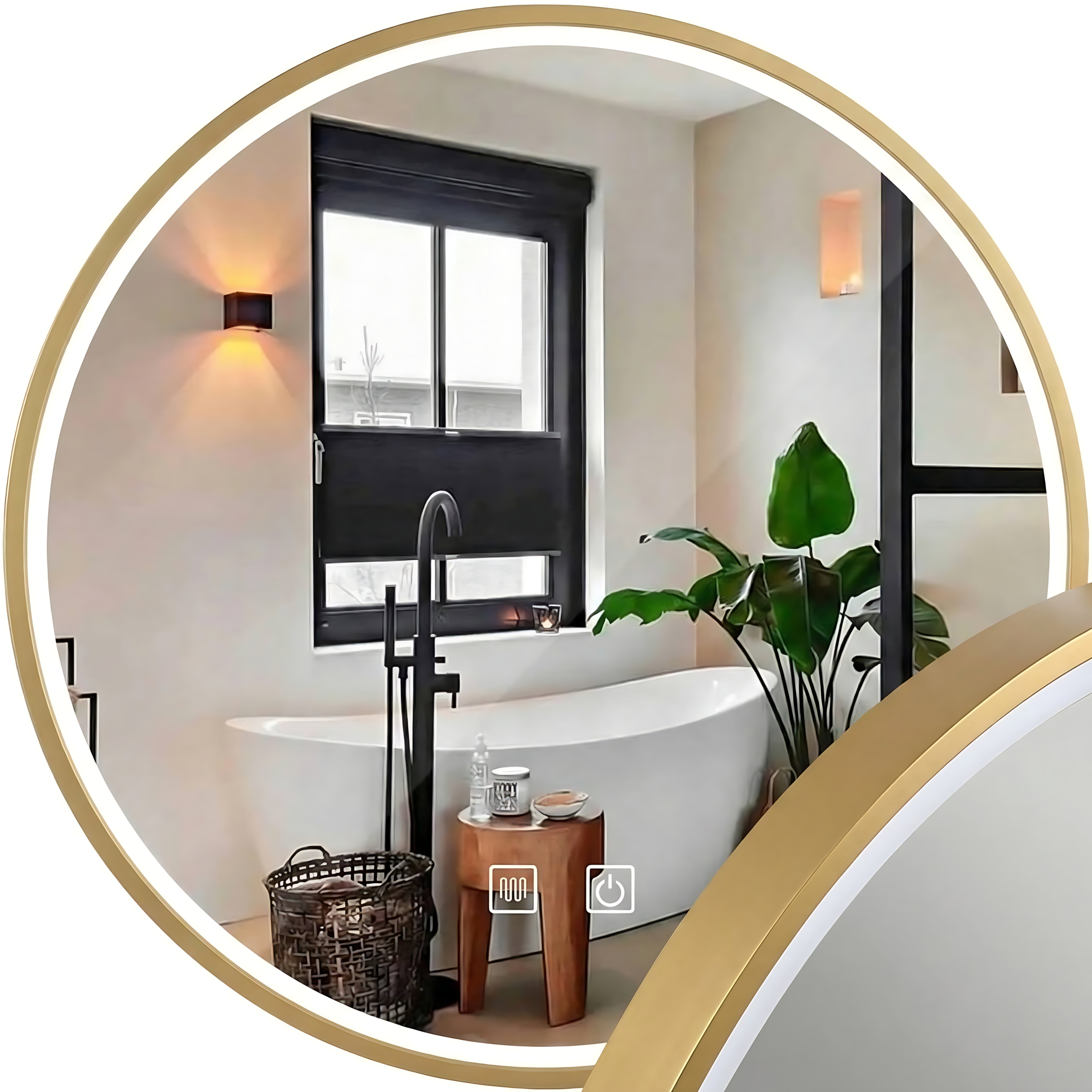 b1d0cbcf99ff5efbd9d0f1e940a3ac03.png LED-spegel MMJ 70 cm – borstad guld - Bild 1