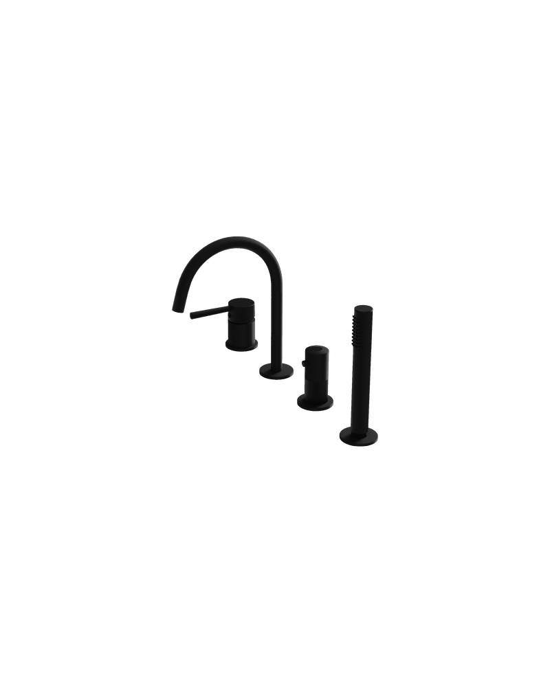 bath-shower-deck-mounted-faucet-4-hole-orion-matt-black.png 4-håls Bad-/Duschblandare för Montering på Kant Orion Matt Svart - Bild 1