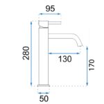 Hög tvättställsblandare Lungo svart metallic - Bild 4
