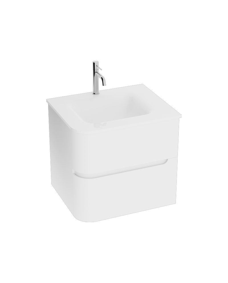 cabinet-with-glass-washbasin-atlanta-white-600.png Badrumsskåp med Tvättställ Atlanta Vit 60 - Bild 1