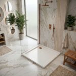 Akrylatbalja för dusch Belmond vit 90x90 Borstad koppar - Bild 5