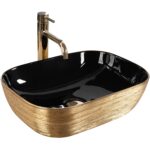 Ovanpåliggande tvättställ Belinda SVART BRUSH GOLD