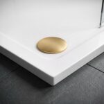 Akrylatbalja för dusch Belmond vit 90x90 Borstad guld - Bild 3