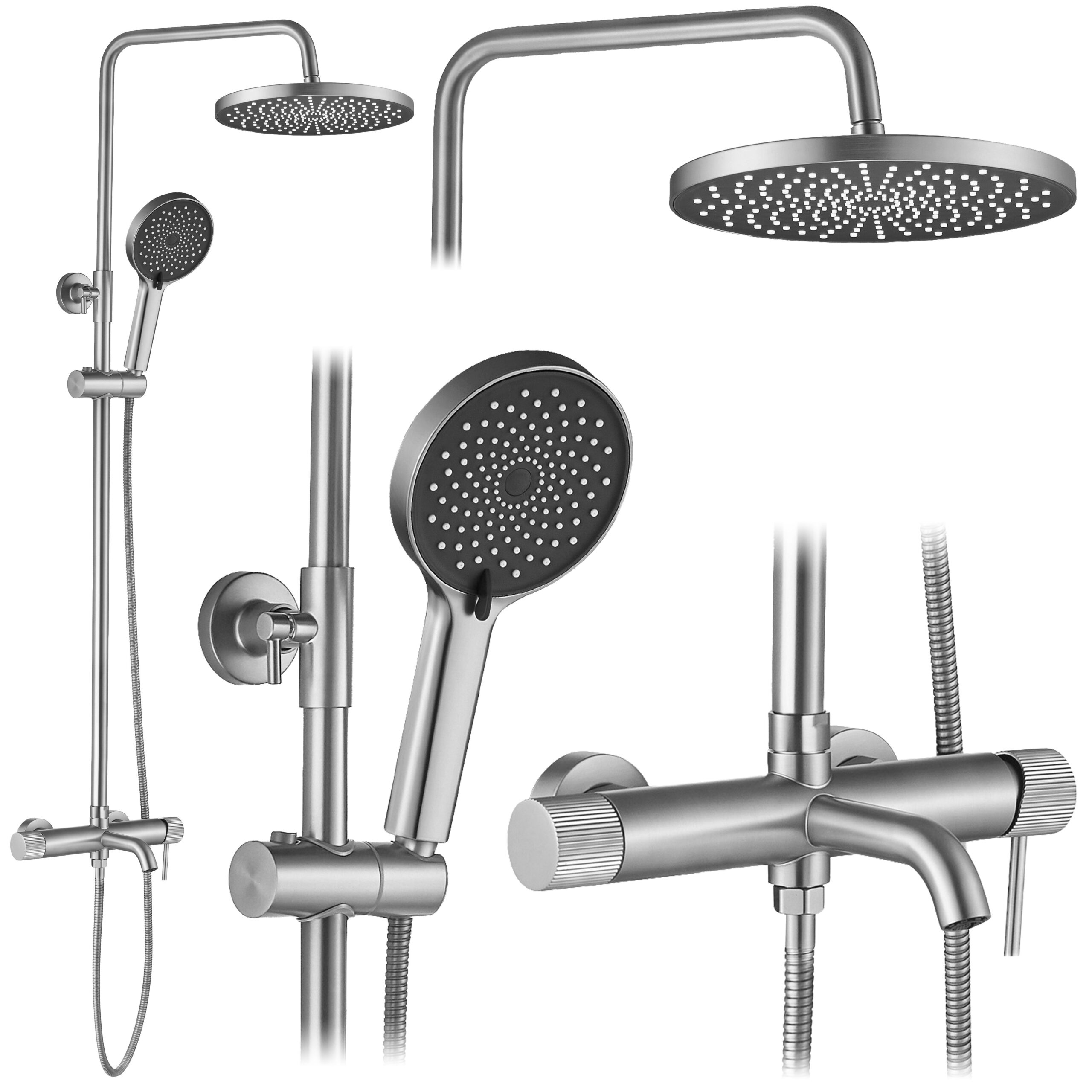 e5127dbd3e0a16bd04148ed444abf91e.jpg Duschset Lungo Stripe Borstad Nickel - Bild 1