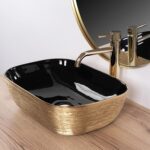 Ovanpåliggande tvättställ Belinda SVART BRUSH GOLD - Bild 4