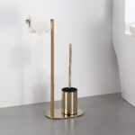 Toalettpappershållare med toalettborste 332871 Guld - Bild 5
