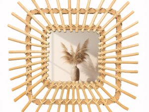 Väggspegel BOHO 45 × 45 cm, bambu