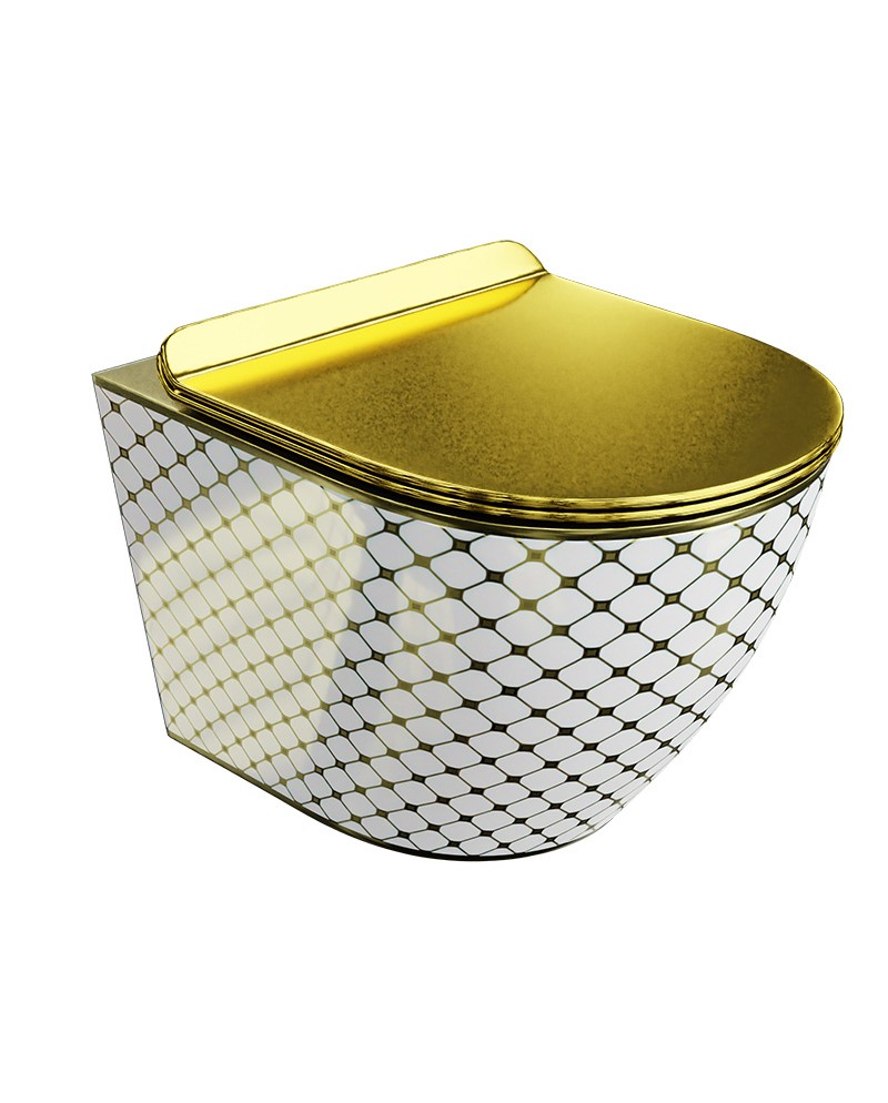 wall-hung-sofi-slim-checked-gold.jpg Toalettstol Vägghängd Sofi Slim Checked Gold - Bild 1
