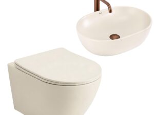 Set Vägghängd WC-stol Focus + Tvättställ för Bänkskiva Focus Creme