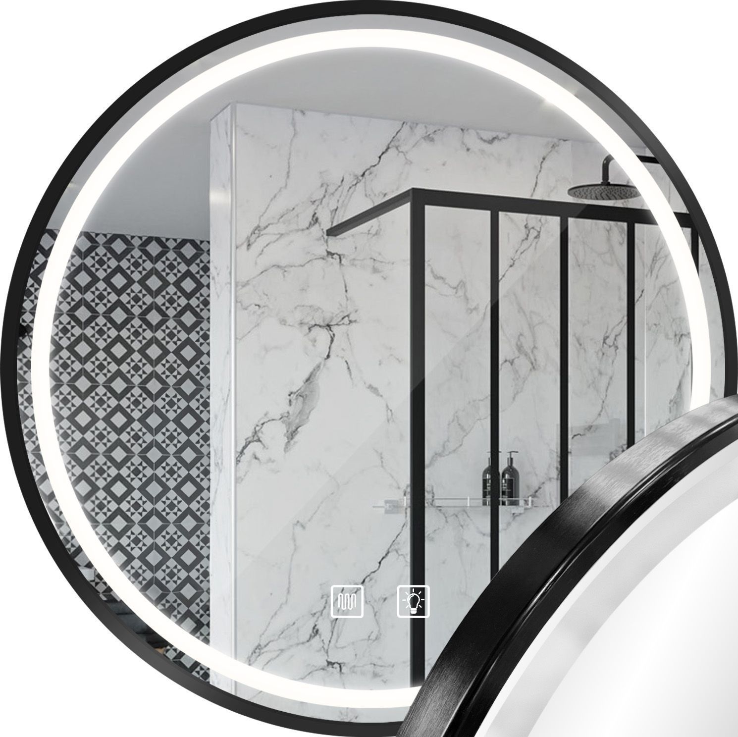 HOM-05514-bild-1 VÄGGSPEGEL LED 80 cm MMJ Svart