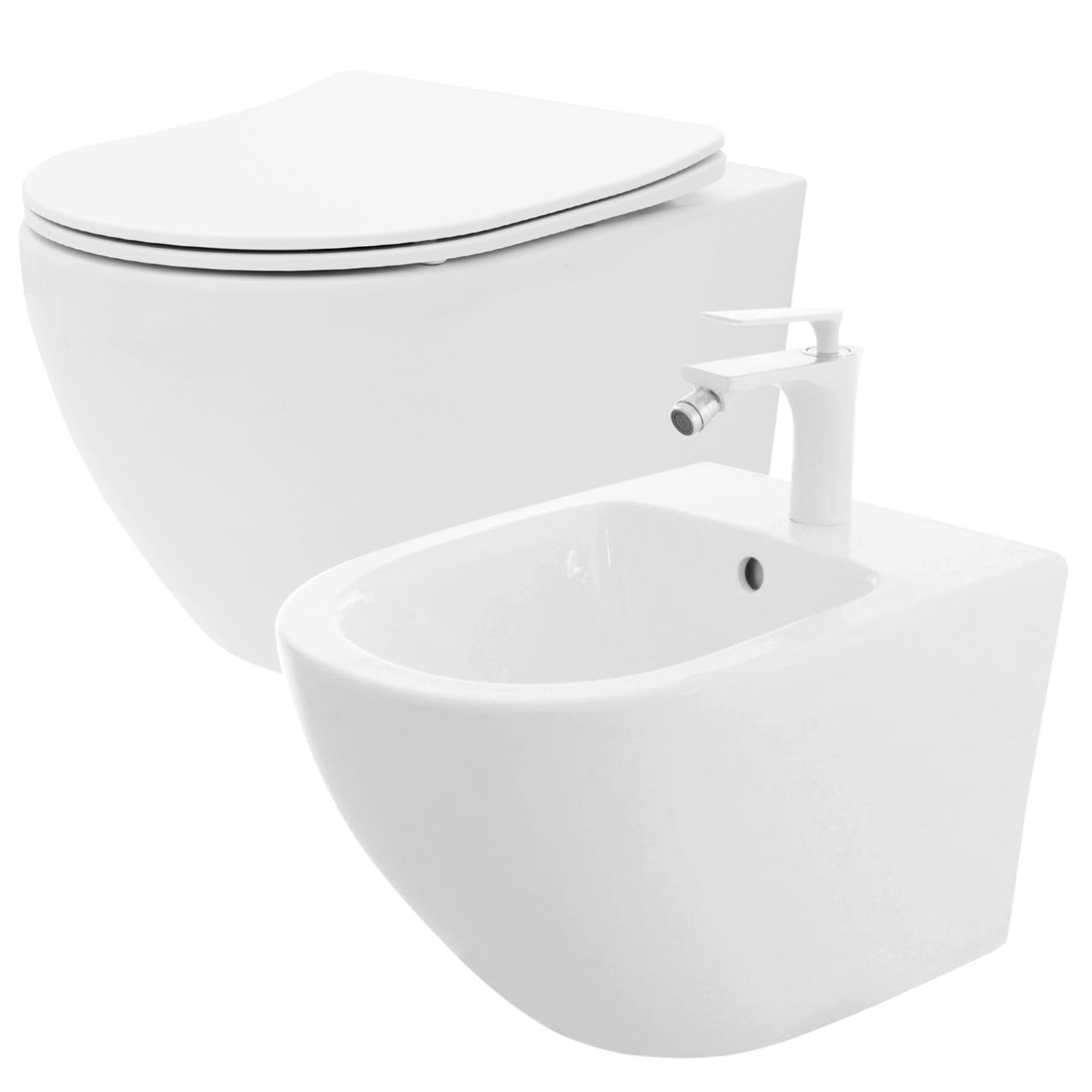 KPL-C2760-bild-1 Vägghängd toalett Carlo Mini Rimless Flat + bidé Carlo Mini