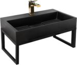 OVANPÅLIGGANDE TVÄTTSTÄLL I KONGLOMERAT GOYA SVART MATT 50 CM + STÄLLNING