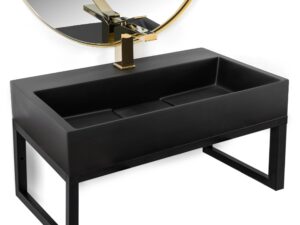OVANPÅLIGGANDE TVÄTTSTÄLL I KONGLOMERAT GOYA SVART MATT 50 CM + STÄLLNING