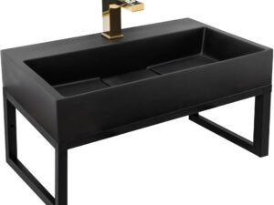 BÄNKMONTERAD KONGLomeratTVÄTTSTÄLL GOYA SVART MATT 70 CM + STATIV
