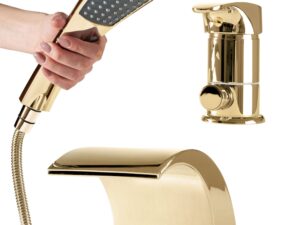 Badkarsblandare Riven guld – detaljbild