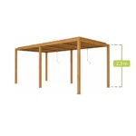 Trädgårdspergola LUXE 5,8 × 3 × 2,3 m LED-träfärg V2