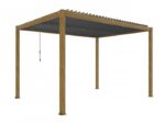 Luxe terrasspergola 3 x 4 m i träfärg med LED