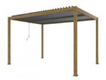 Luxe terrasspergola 3 x 4 m i träfärg med LED - Bild 3