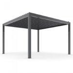 Luxe terrasspergola 4 x 4 m antracit med LED och eltak - Bild 12